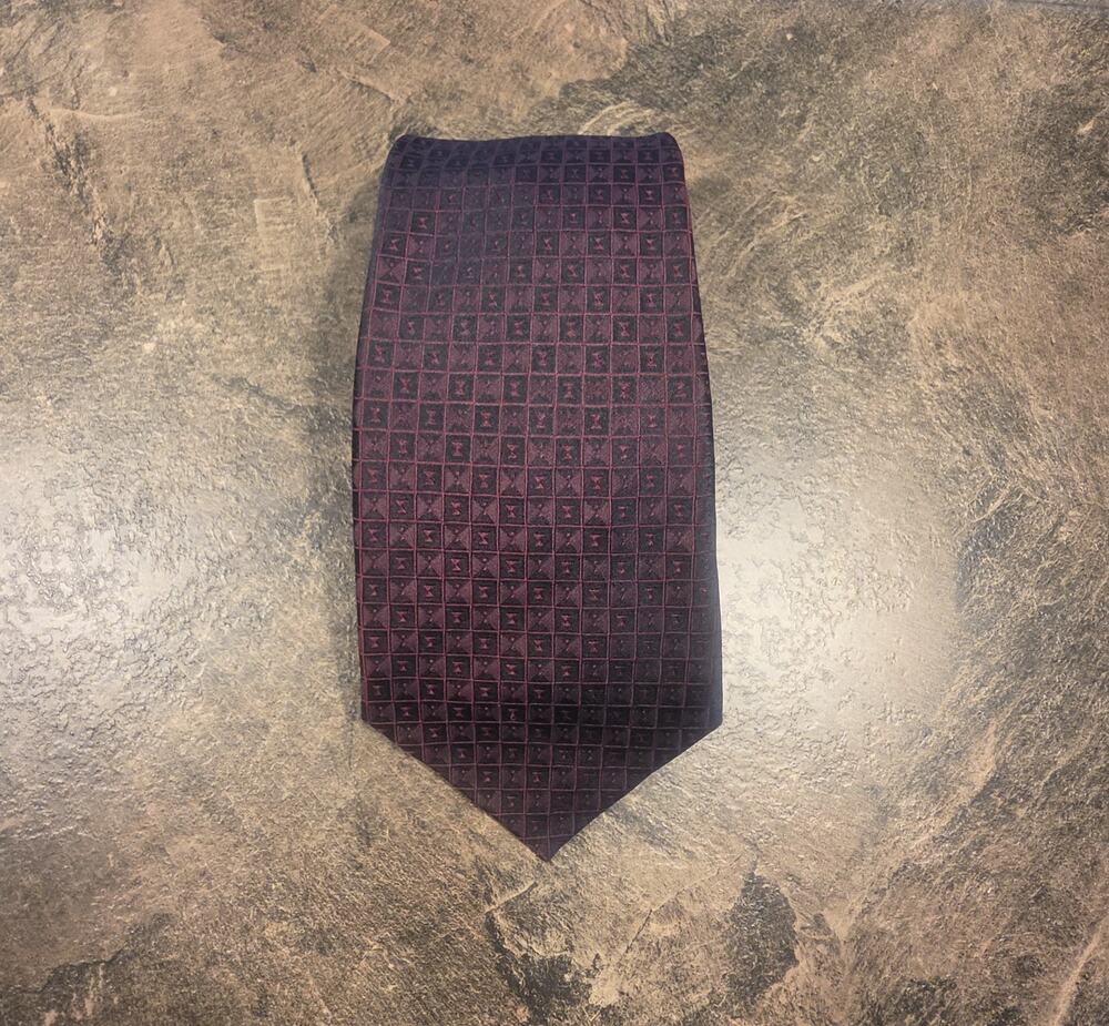 Roffe Accessories Mens Burgundy Geometric Silk Necktie 4x58 Old Money